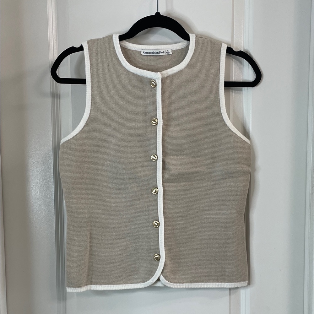 Abercrombie & Fitch Beige Tank Top with White Trim